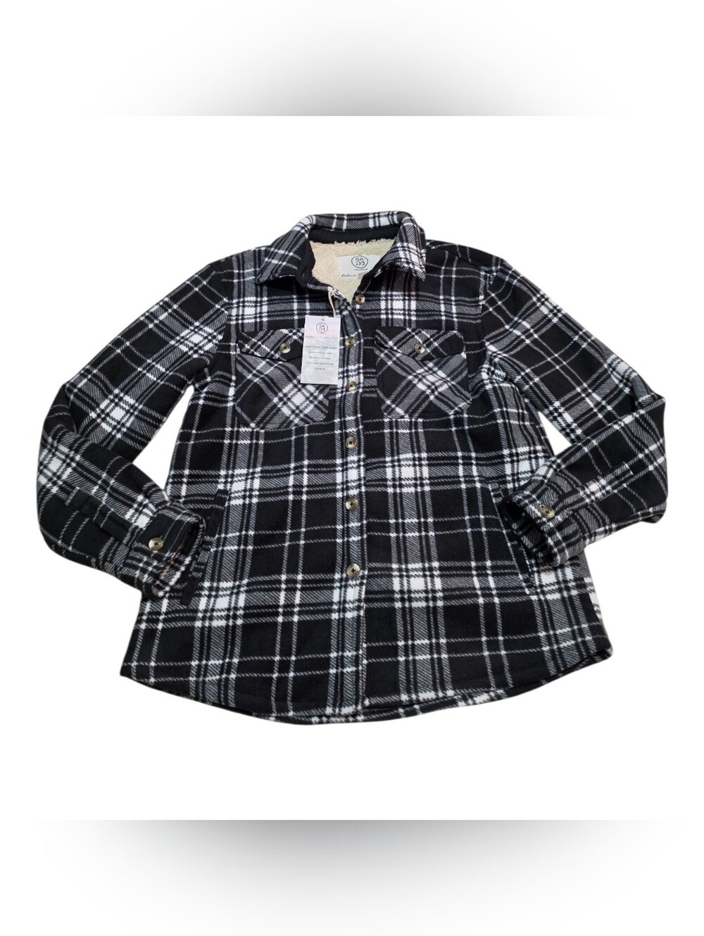 Sage Collective Fleece Sherpa Plaid Jacket Shacket Womens Small Button Up Fall